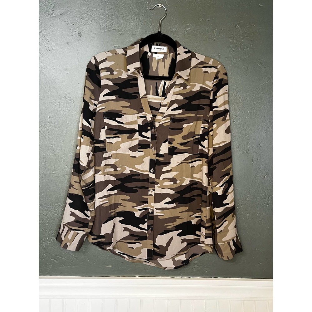 Express Portofino Camo Shirt Slim Medium Green